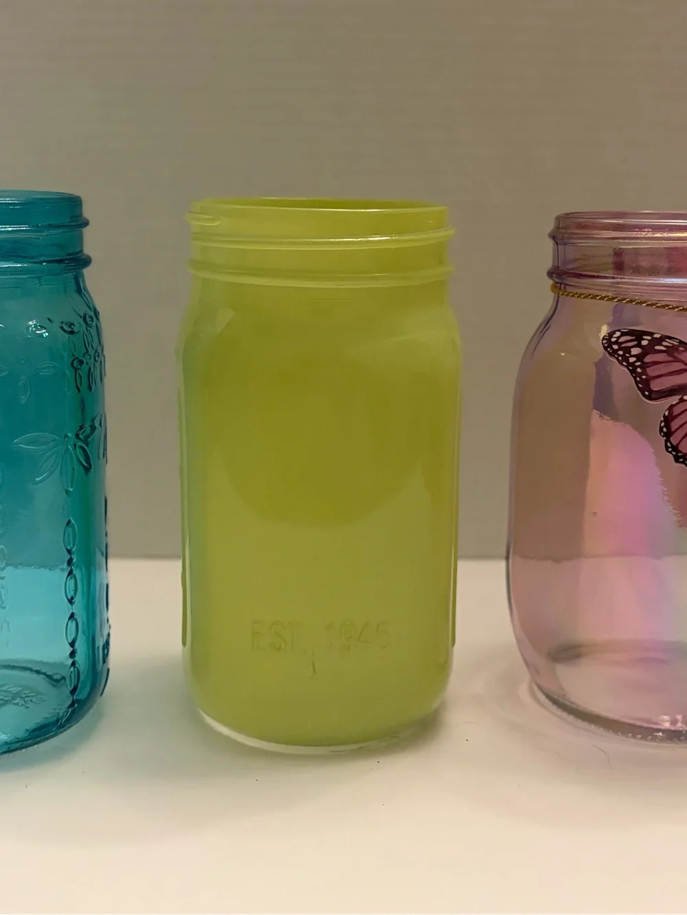 Charming Pastel Mason Jar Trio - Spring & Boho Home Decor Set